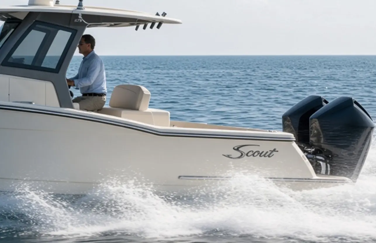 Scout 315 LXF carbon hardtop and helm detail