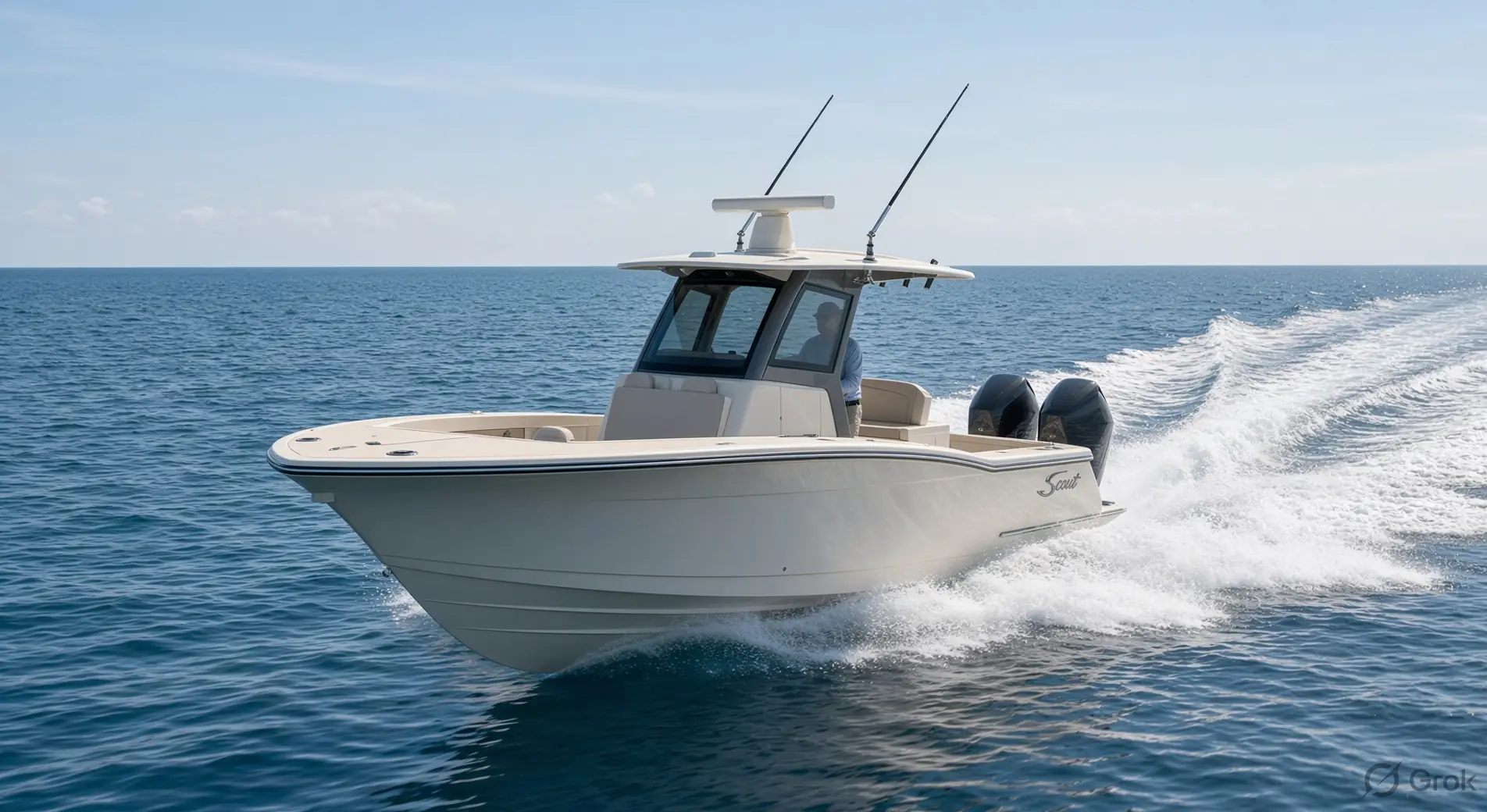 Scout 315 LXF luxury centre console on plane
